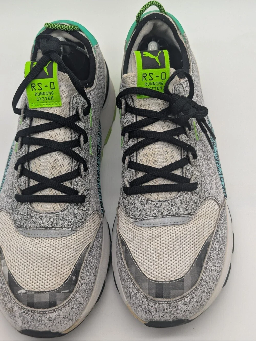 Mens Size 11.5 Puma RS-0 Game Restart Binary Green Gray White Shoes 367969-01
